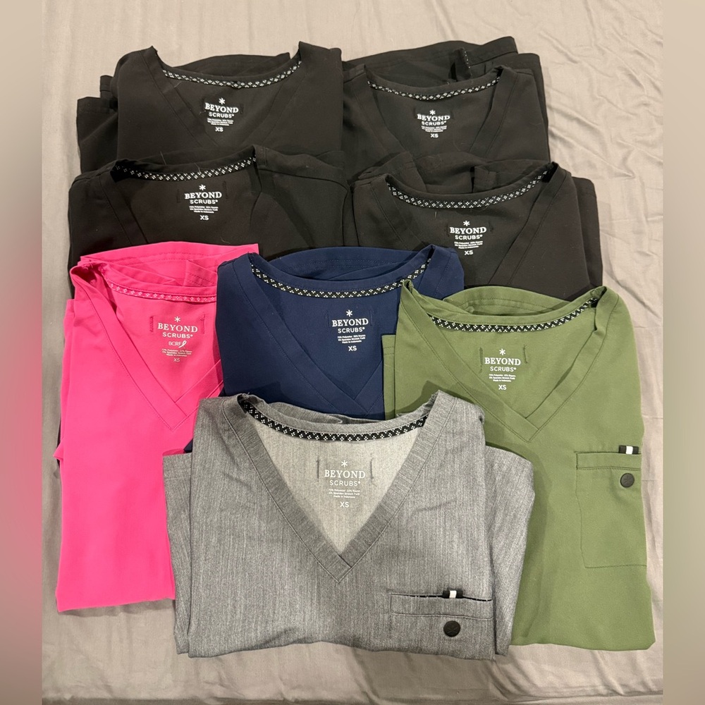 Women's V-Neck Tops - Black, Pink, Green, Gray, Navy